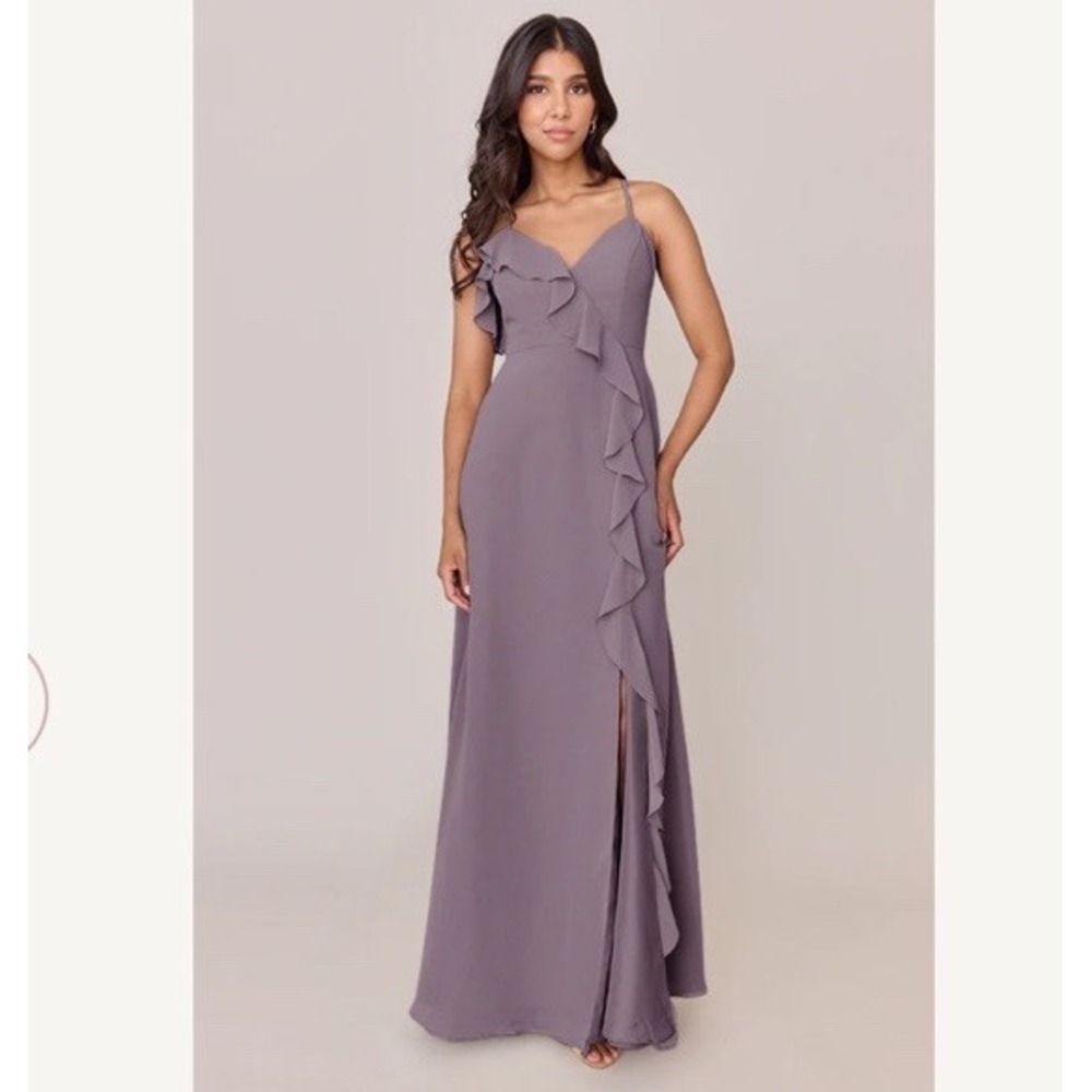REVELRY PALOMA CHIFFON MAXI DRESS Wisteria Gown Women 8 Wedding Formal - Picture 3 of 16